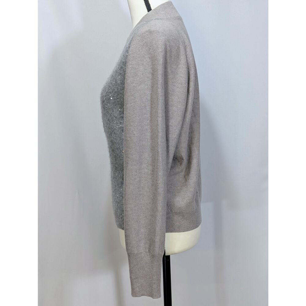 Fabiana Filippi Wool Cashmere Silk Sequin Cardigan Zip Front IT44 Small Italy - Picture 12 of 13